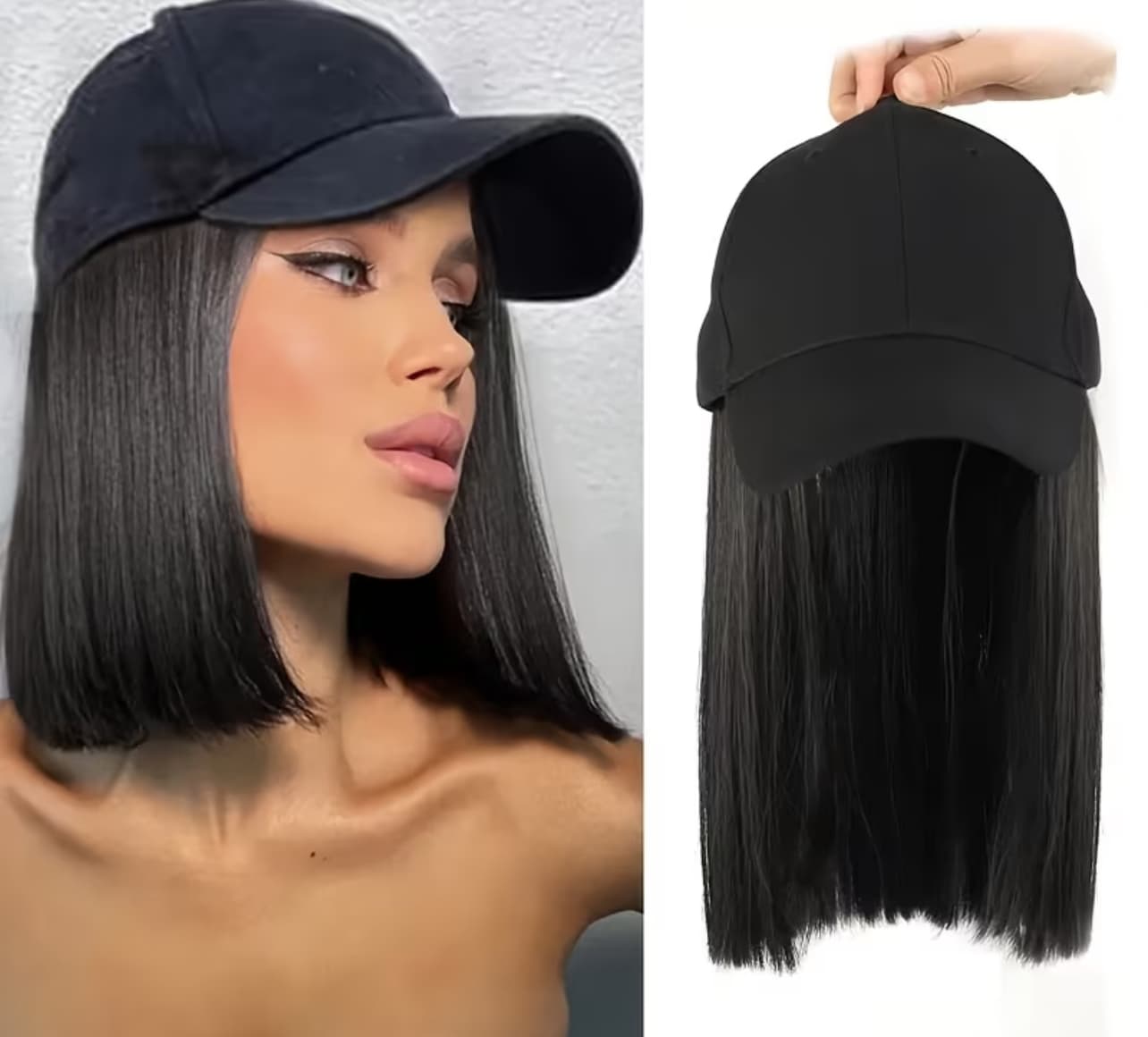 Straight Hair Baseball Cap Extension
