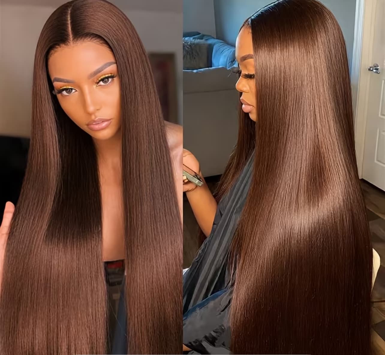 Long Straight Lace Front Wig — Chocolate Brown